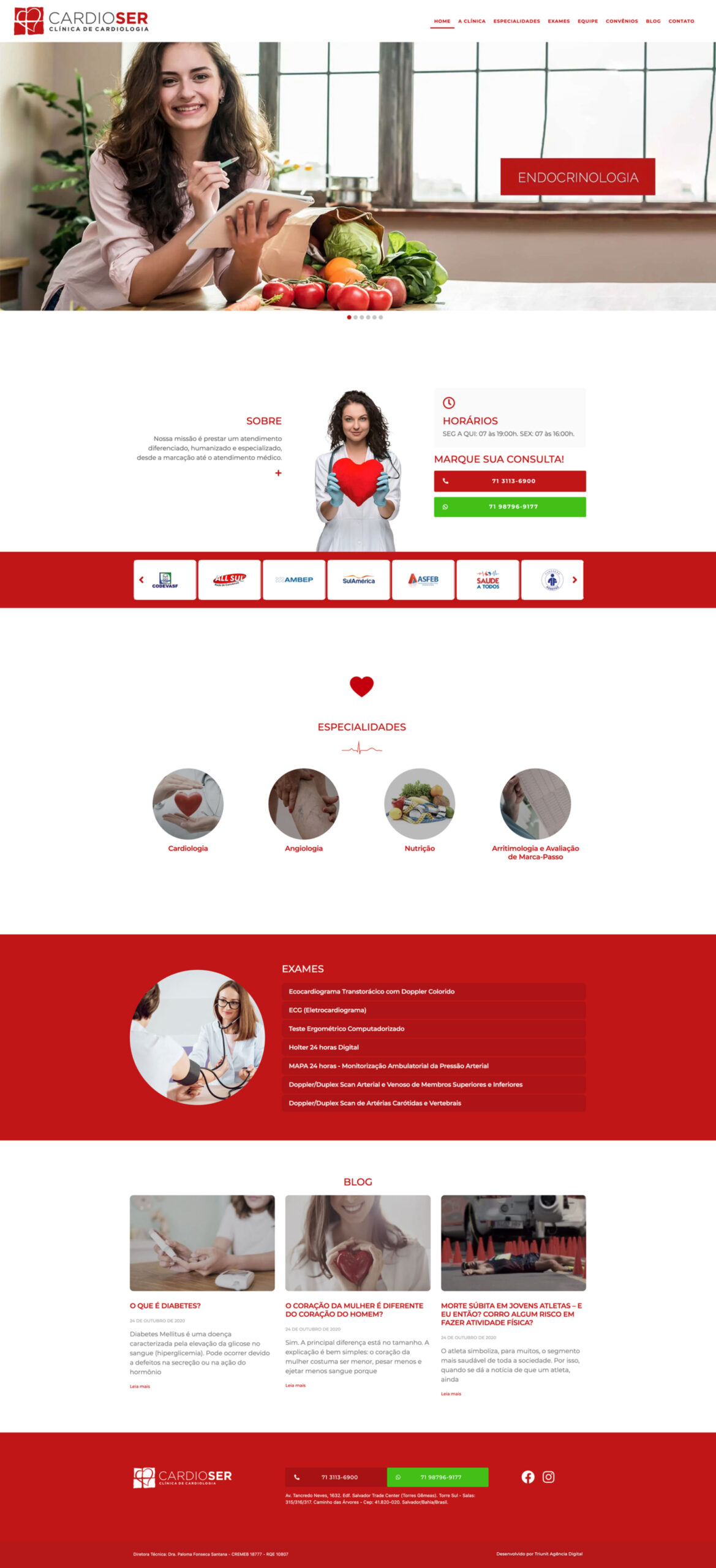 Layout Site Clínica Cardioser