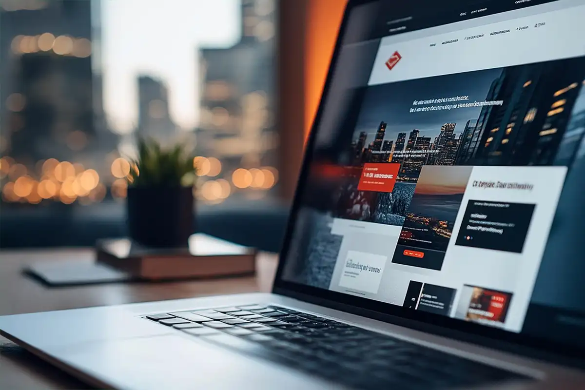 Notebook exibindo site institucional profissional criado por agência de criação de sites em Salvador