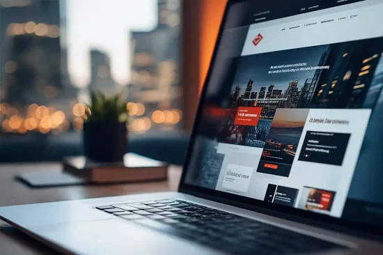 Notebook exibindo site institucional profissional criado por agência de criação de sites em Salvador