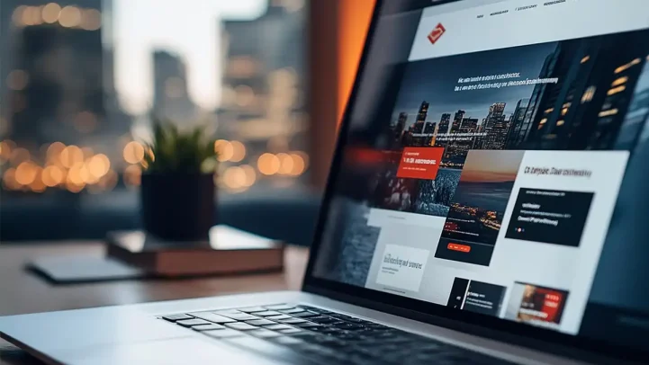 Notebook exibindo site institucional profissional criado por agência de criação de sites em Salvador